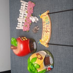 Fairy Gnome Garden Accessories Houses Fence Bunnies Happiness Banner Miniatures